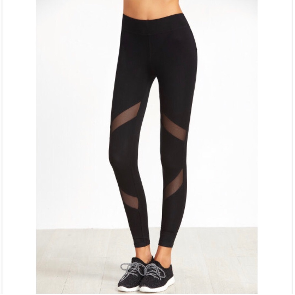 BLK MESH INSERT LEGGING